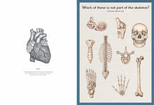 Load image into Gallery viewer, Inside spread shows an illustrated heart and parts of a skeleton. 
