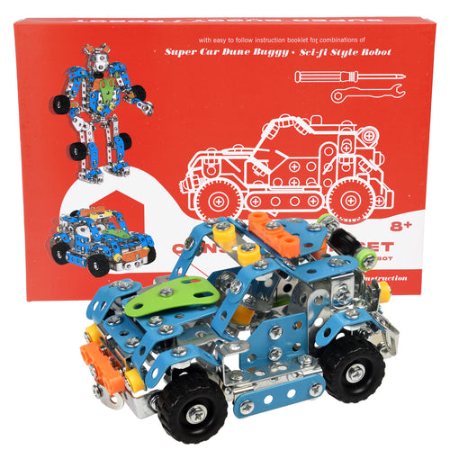 Front of product box with a fully built buggy in front.