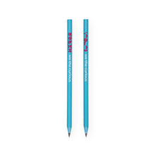 Load image into Gallery viewer, 2 pencils next to each other to show each side. Light blue pencil shows pink We The Curious logo on one side, and pink characters on the other. Both sides show the name &quot;we the curious&quot; in white. 
