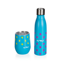 Load image into Gallery viewer, Travel mug and matching water bottle in one photo, side by side.
