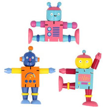 Load image into Gallery viewer, 3 robots in various colours and designs with arms and legs in different positions.

